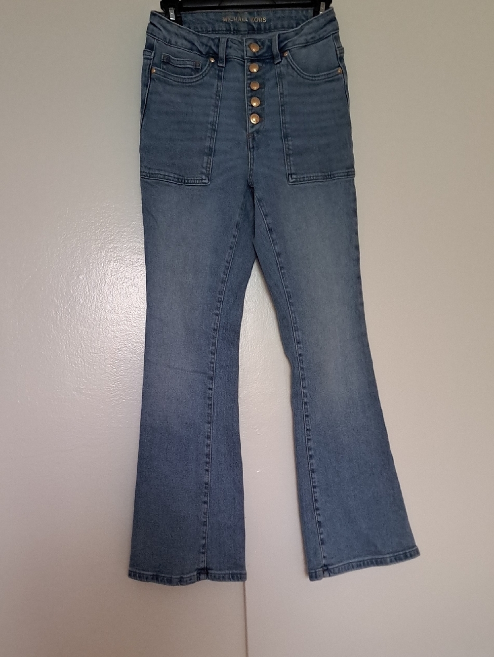 Michael Kors High Rise Light Blue Jeans with Gold Accents